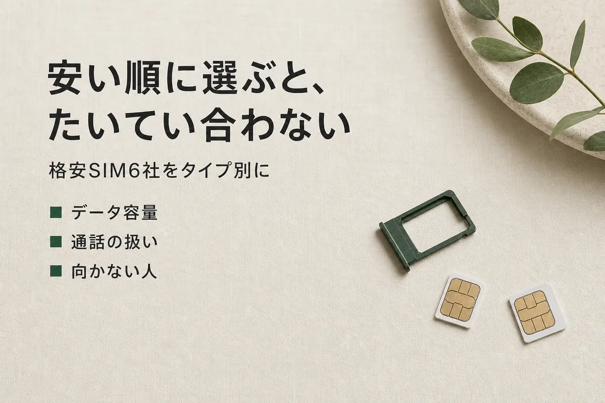 大きさの異なる3枚のSIMカード